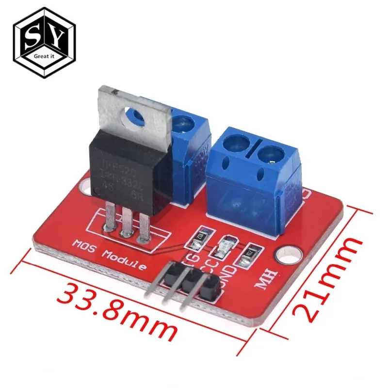 Bestseller 10db nagyszerű IT 0-24V-os felső Mosfet gomb IRF520 MOS illesztőmodul Arduino MCU ARM Raspberry pi-hez