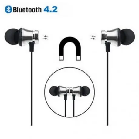 Akció Ezüst Bluetooth 4.2 sztereó fülhallgató fülhallgató vezeték nélküli fülhallgató mágneses fejhallgató