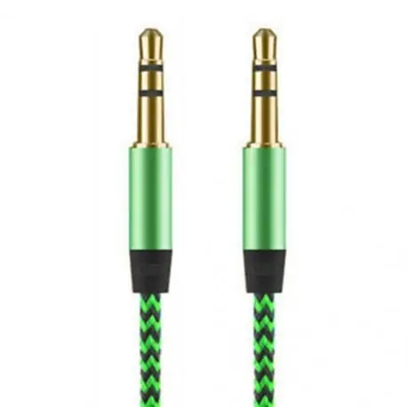 Bestseller Zöld 3,5 mm-es sztereó AUX audió TRS Jack kábel Nylon hímzett dugó autós telefonhoz 1M