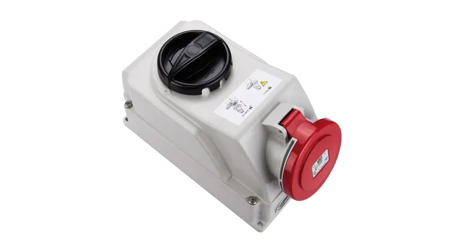 Ipari dugalj tokozott 3P+N+E mechanikai zár 16A IP44 5-pólus 400V(50+60Hz) piros műanyag-ház PCE Biztonságos fizetés