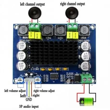 XH-M543 DC 12V 24V TPA3116 D2 kétcsatornás digitális erősítő hangerősítő modul Biztonságos fizetés