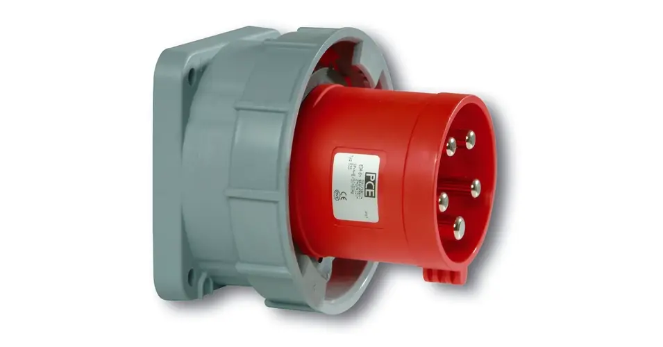 Végkiárusítás Ipari dugvilla 3P+N+E beépíthető 63A 5P 400V(50+60Hz) piros műanyag egyenes csavaros PCE