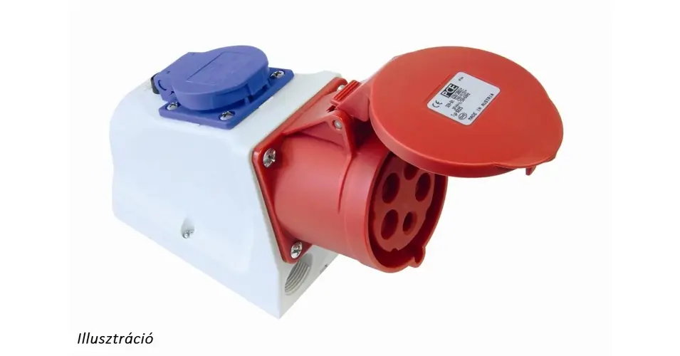 Gyors kiszállítás Kombi dugalj 16A/400V 1x16AxPxxxV 1x16A2P+E/230V műanyag fali IP44 COMBO PCE