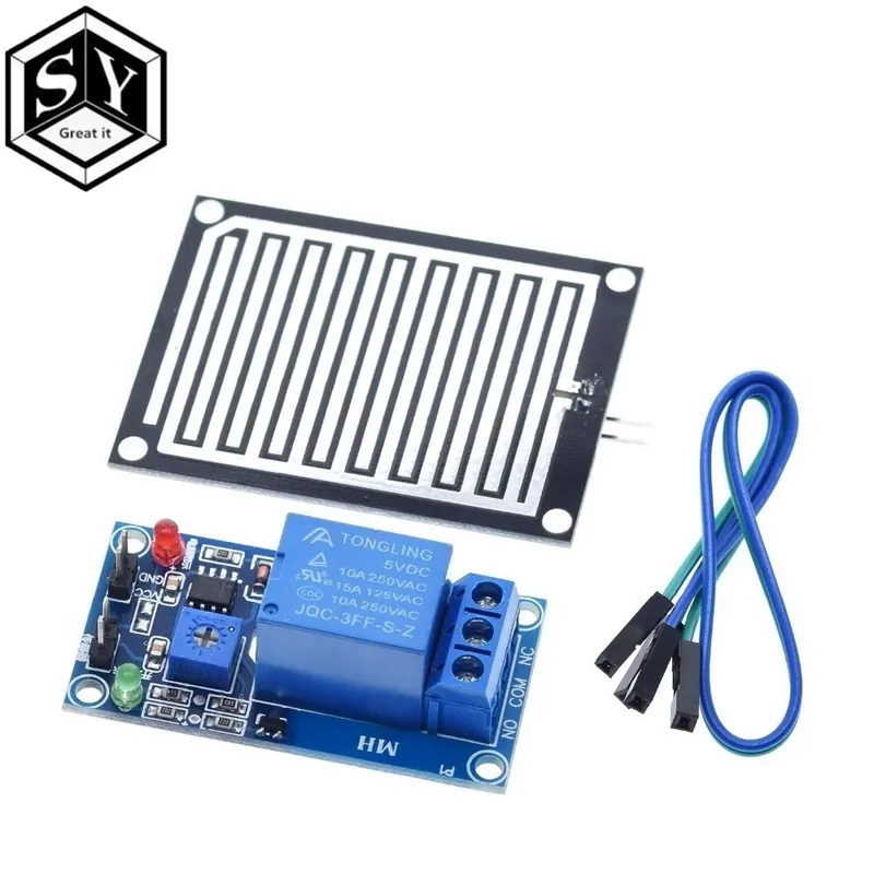 Különleges ajánlat 12v - 1db Great IT esővíz érzékelő modul DC 5V 12V relé vezérlő modul esőérzékelő víz esőcsepp érzékelő modul