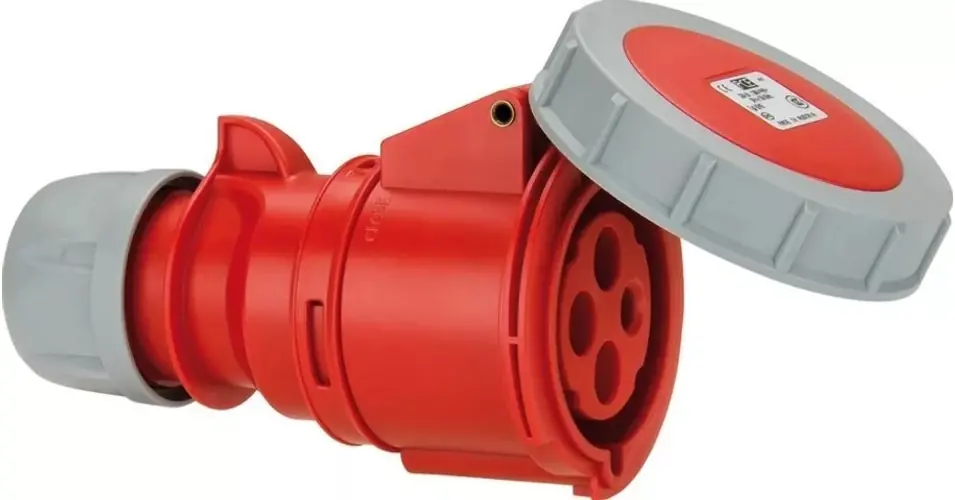 Ipari dugalj lengő 3P+N 16A 4P 400V(50+60Hz) piros egyenes IP67 műanyag 6h-pozíció Shark PCE Ingyenes szállítás