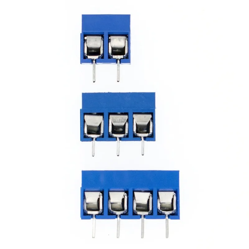 Kiárusítás 10db 4P - 10db KF301 2P / 3P / 4P kék KF301-5.0 KF301 csavar 5,0 mm-es egyenes tűs NYÁK-csavar sorkapocs-csatlakozó