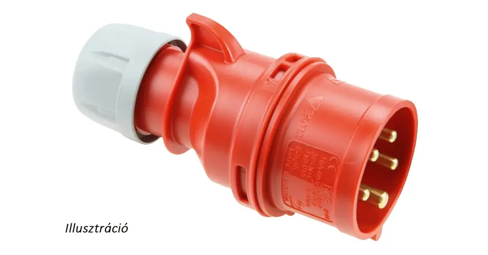 Olcsó Ipari dugvilla lengő 3P+E 16A 4P 400V(50+60Hz) piros IP44 műanyag csavaros 6h-pozíció Shark PCE