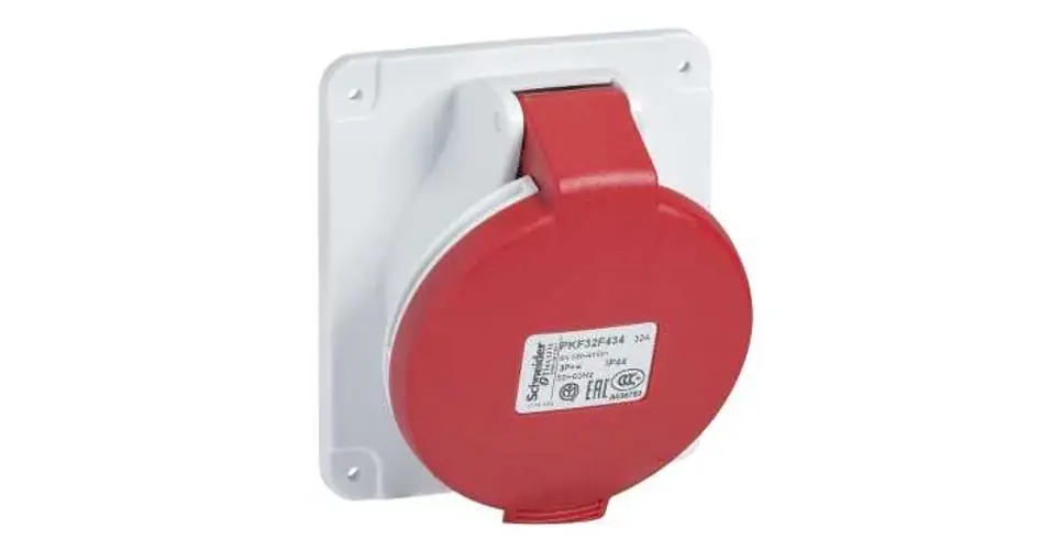 Olcsóbb Ipari dugalj beépíthető 3P+E 3P 400V(50+60Hz) piros ferde 32A IP44 műanyag PratiKa Schneider