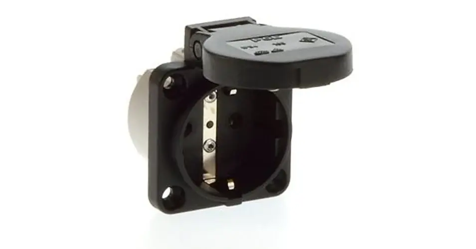 Ajánlat Háztartási dugalj beépíthető 2P+E +csapófedél 16A 3P 250V műanyag 50x50mm fekete IP54 S-Nova PCE