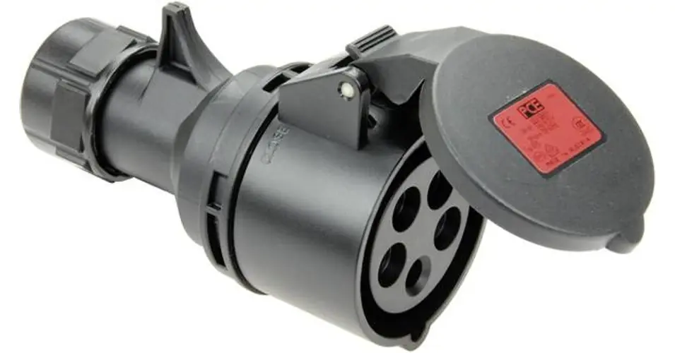 Gyors szállítás Ipari dugalj lengő 3P+N+E 16A 5P 400V(50+60Hz) piros egyenes IP44 műanyag 6h-pozíció Shark PCE