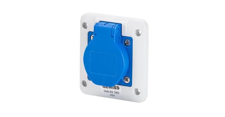 Biztonságos fizetés Ipari dugalj beépíthető 2P+E 16A 2P 230V műanyag kék egyenes csavaros IP54 IEC309HP GEWISS