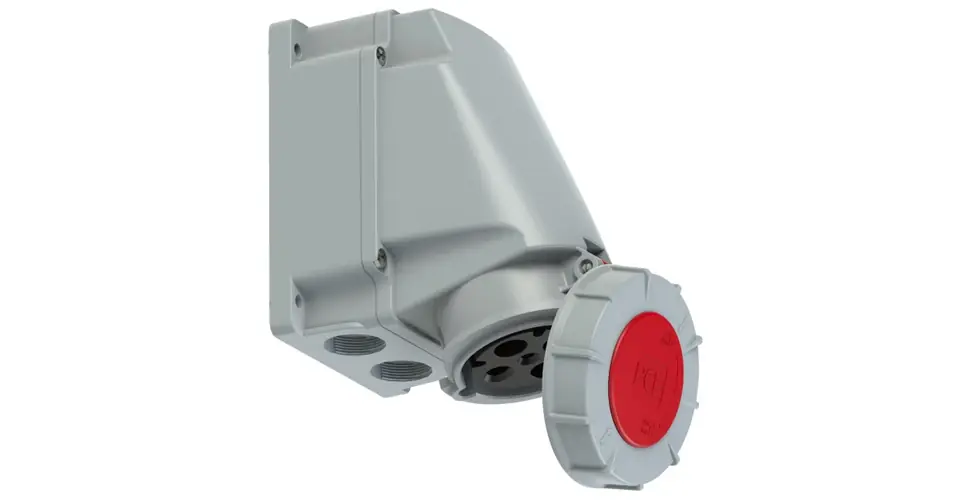 Azonnal elérhető Ipari dugalj falra szerelhető 3P+E+PilotKontakt 63A 400V(50+60Hz) piros IP67 műanyag csavaros PCE