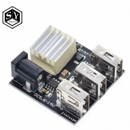 Azonnal elérhető DC-DC 9V / 12V-tól 5V-ig 8A-os tápfeszültségű töltő banktábla 3 USB mini töltőmodul lépésről lépésre történő