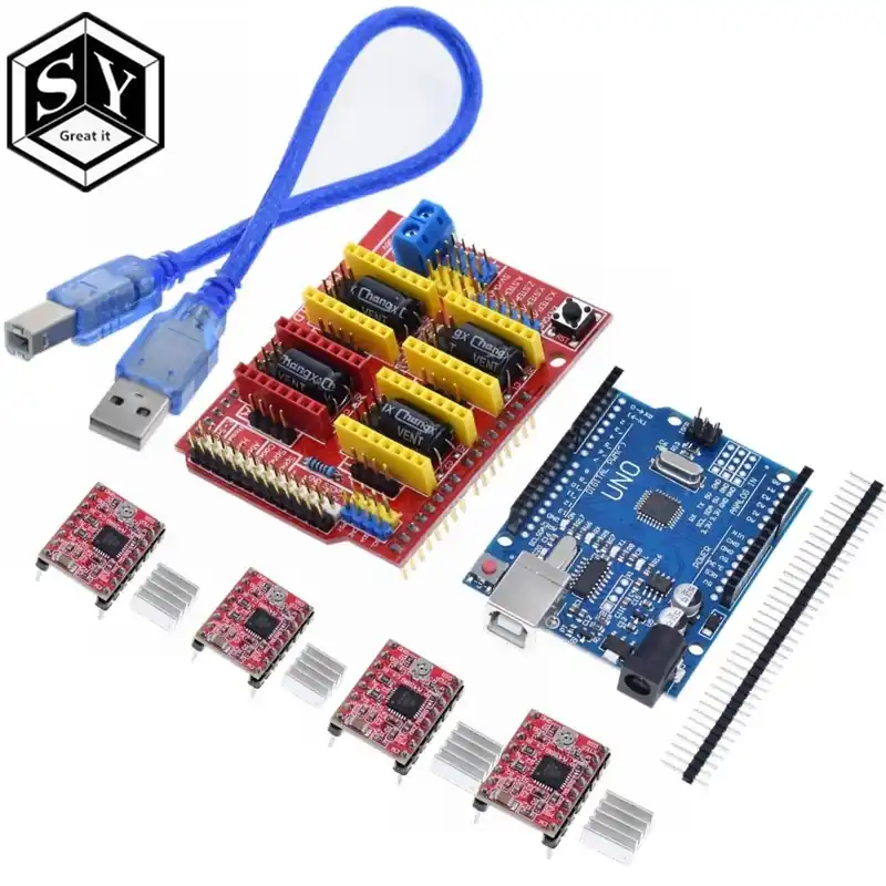 CNC pajzs v3 gravírozó 3D nyomtató 4db A4988 meghajtóbővítő kártya Arduino UNO R3-hoz USB-kábellel Utolsó esély