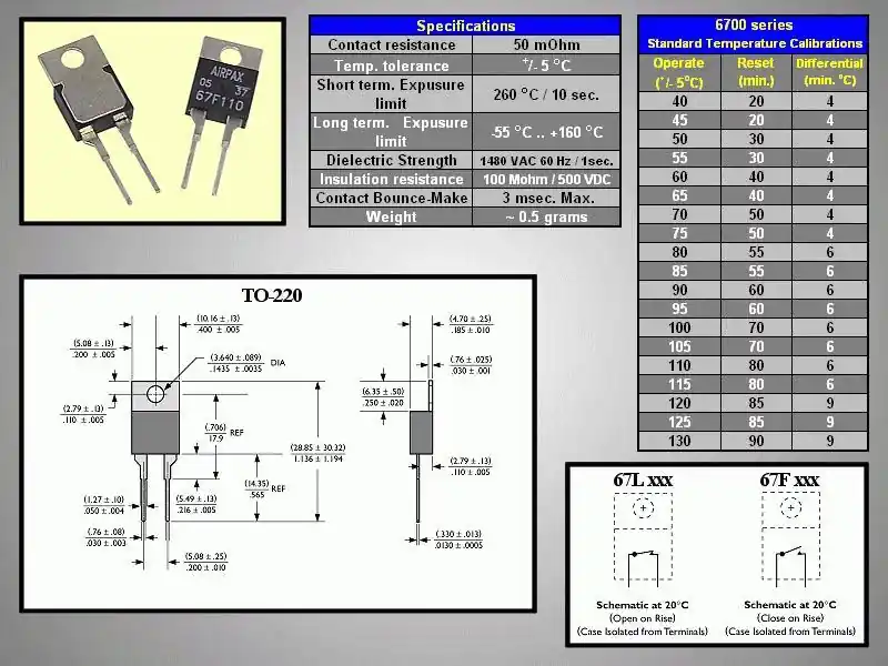 Termosztát PCB NYIT: 100°C, ZÁR: 70°C AIRPAX 67l100 Bestseller