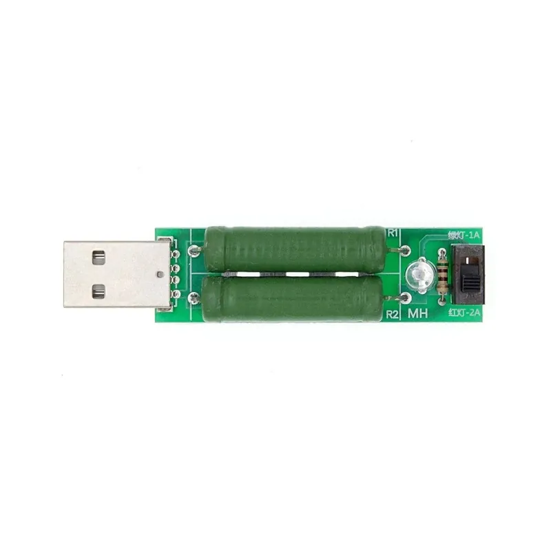 Expressz szállítás Szín: Terhelési ellenállás - USB mini kisülési terhelési interfész ellenállás 2A/1A kapcsolóval 1A zöld LED 2A piros