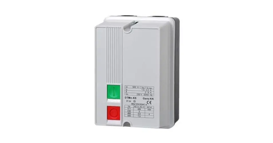 Végkiárusítás Komplett motorindító tokozott direkt 1,5-2,2A 0.37kW/400VAC-3 380-400VAC IP54 DTMn-K5 Ganz KK