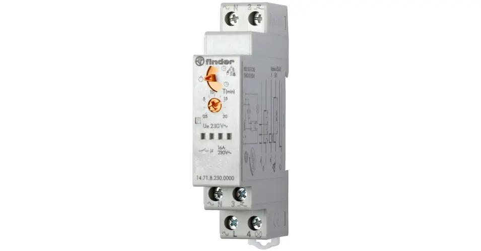 Prémium Lépcsőházi automata sorolható elektronikus 1z 0.5-20min-időzítés 16A 230V 14.71.8.230.0000 FINDER