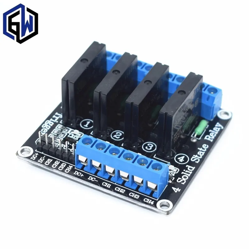 Expressz kézbesítés TENSTAR ROBOT 4 csatornás 5 V DC relé modul félvezető alacsony szintű SSR AVR DSP 2A 240V