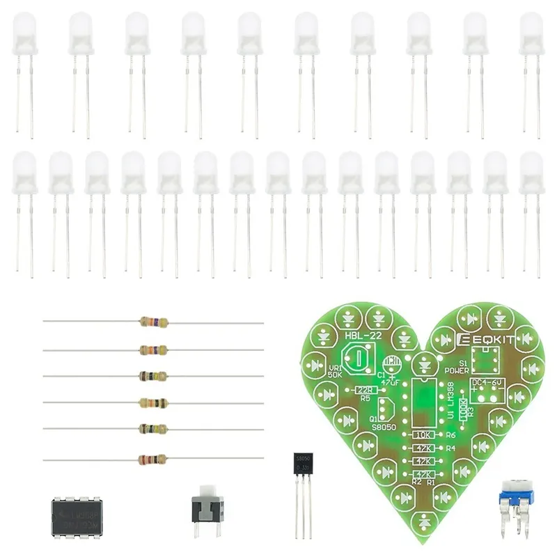 Akció LED piros - Barkácskészlet szív alakú légző lámpa készlet légző LED-csomag piros, fehér, kék, zöld, elektronikus