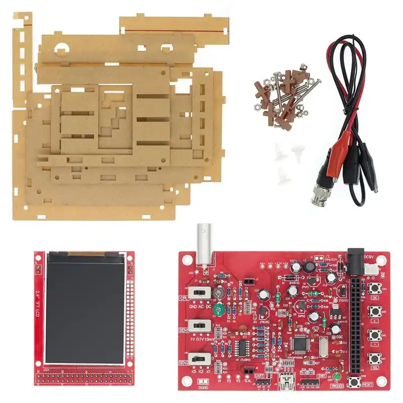 Legkelendőbb DSO138 2,4" -es TFT zsebméretű digitális oszcilloszkóp készlet, barkács alkatrész, kézi készülék akril tok