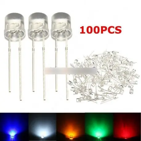 Azonnal elérhető 5MM 2Pin piros sárga kék zöld fehér LED széles lapos lapos szögfej fény lámpa