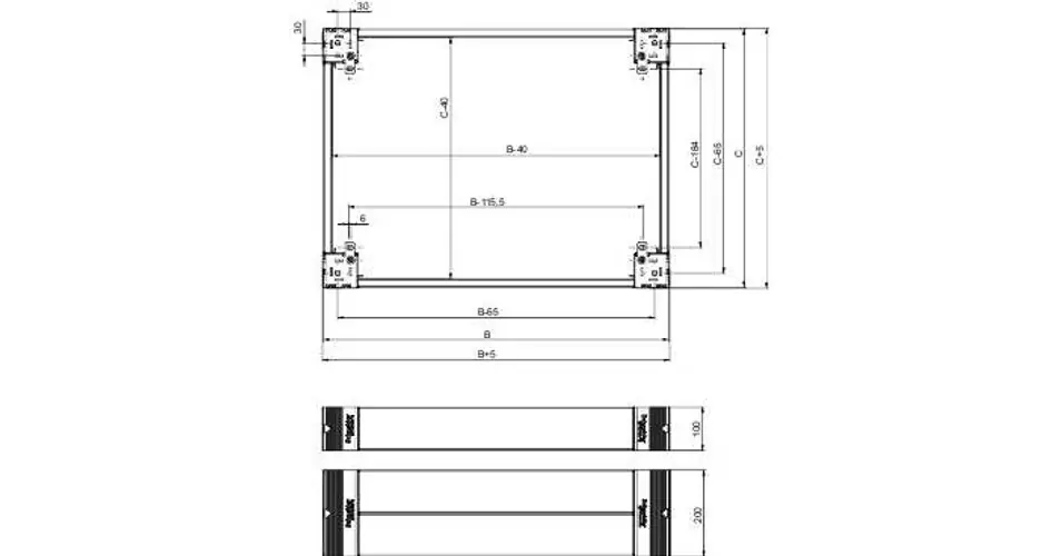 Lábazat oldalem-pár acél szürke 100mm-ma 400mm-sz 400mm-mé Spacial Schneider Legkelendőbb
