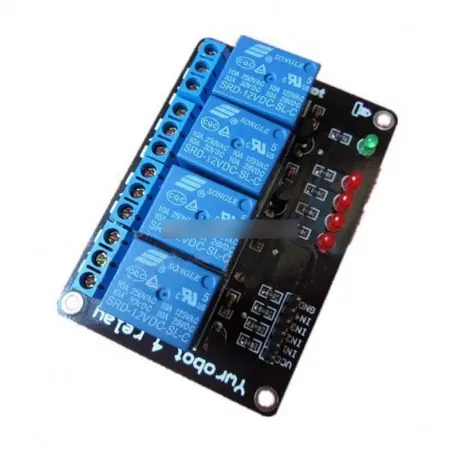 12V-os négy 4 csatornás relé modul PIC AVR DSP kar MSP430 Arduino Prémium