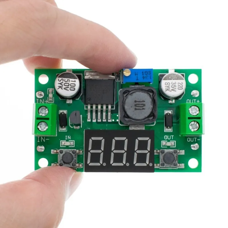 20db TENSTAR ROBOT LM2596 DC 4.0 ~ 40 - 1.3-37V állítható lépcsős tápegység LED feszültségmérő Árengedmény
