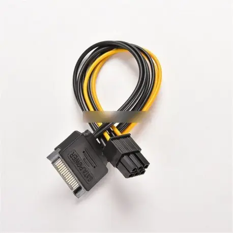 Legjobb ár 1 x 20 cm-es SATA 15 tűs dugasz, 6 tűs PCI-Express PCI-E kártya tápkábel Adapter