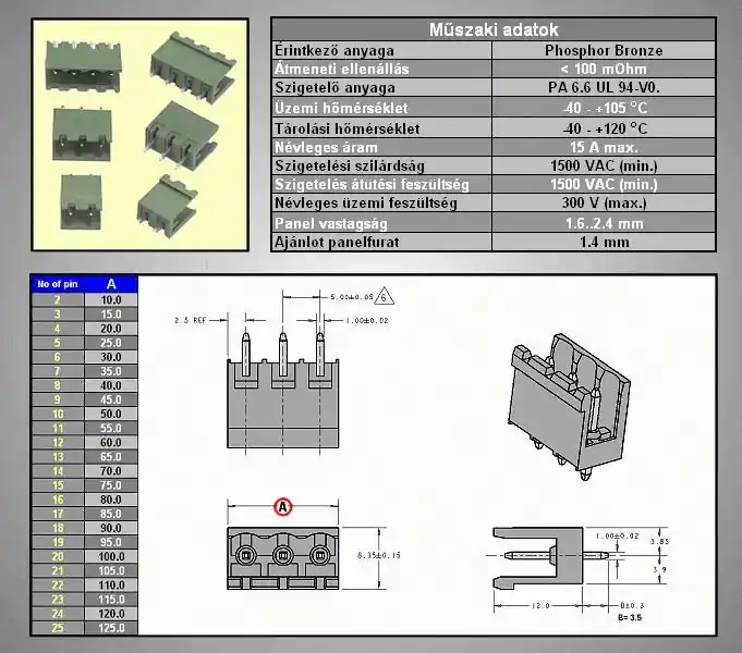 Csatlakozó ház 5.08mm 6p. Árcsökkenés