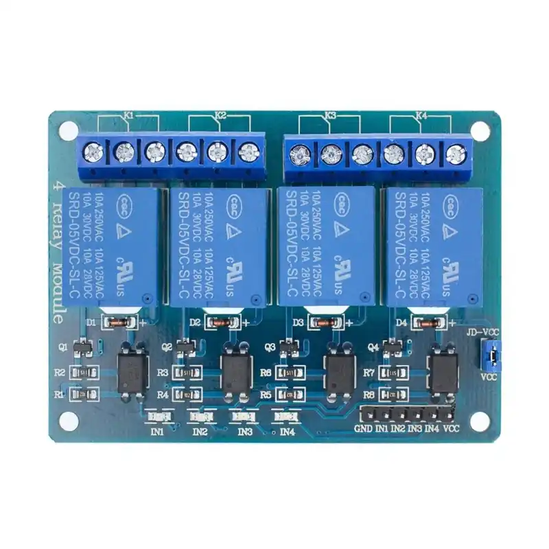 Olcsó 10db TENSTAR ROBOT 4 csatornás relemodul 4 csatornás relé vezérlőpanel optocsatolóval. Relé kimenet 4 utas relé modul