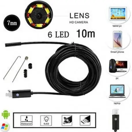 10M Új 7MM Android PC HD endoszkóp vízálló kígyó Borescope USB ellenőrző kamera Azonnali szállítás