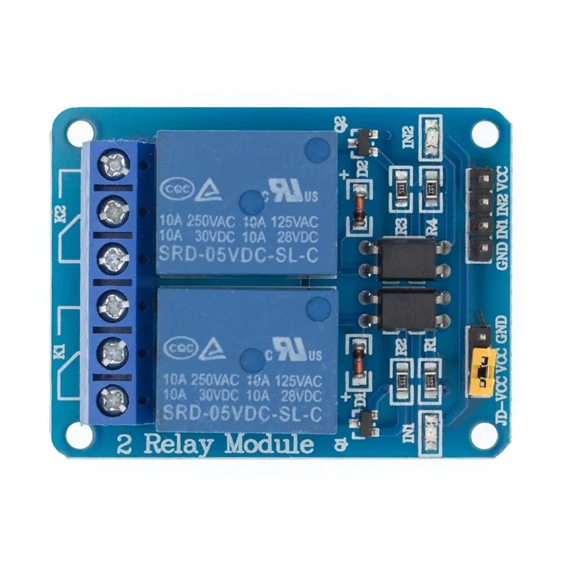 Kedvezményes ár 50db 2 csatornás Új 2 csatornás relemodul relé bővítő kártya 5V alacsony szintű kiváltott kétutas relé modul