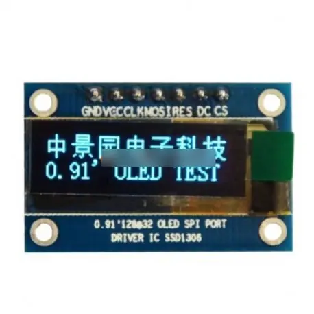 Biztonságos fizetés SPI 0,91" 128 * 32- kék OLED LCD kijelző modul DC 3.3V 5V képernyő Arduino