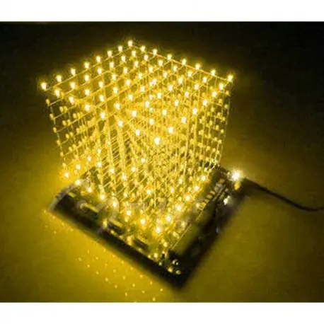3D fény négyzet DIY szett 8 x 8 x 8, 3 mm-es LED-kocka LED sárga fénysugár Outlet
