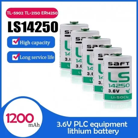 Vedd meg online 5db új SAFT LS14250 14250 1/2 AA 1 / 2AA 3.6V lítium elem PLC berendezésekhez CNC gépmérő riasztórendszer száraz elem
