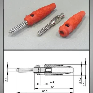4mm banándugó piros forrasztható 60V/30A Prémium