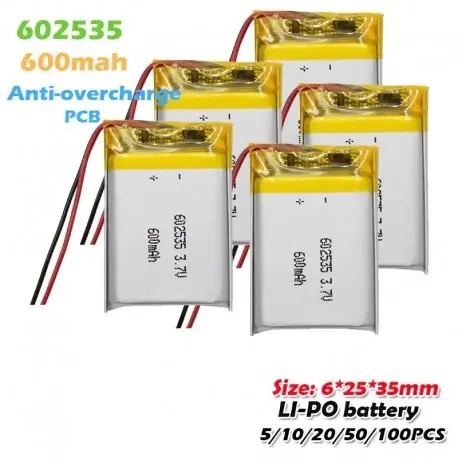 Prémium 10 DB - 602535 3,7 V 600 mAh újratölthető lítium polimer Li-polimer akkumulátor MP3 MP4 autós DVR GPS játékokhoz