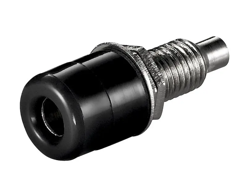 4mm banánhüvely fekete 60V 16A, panel: max.2mm Kiárusítás