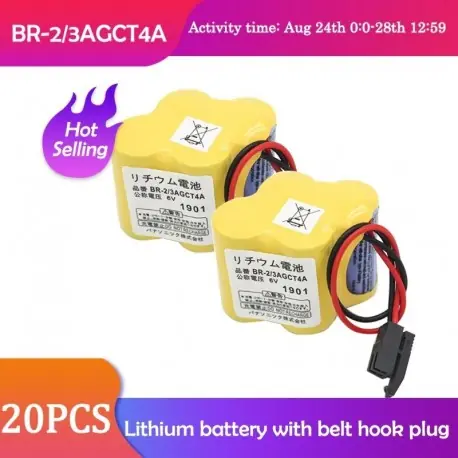 Olcsó Névleges feszültség: 6V - 20pack HOT NEW BR-2 / 3AGCT4A 6 v elem PLC BR-2 / 3AGCT4A lítium-ion akkumulátor barna övhorgos