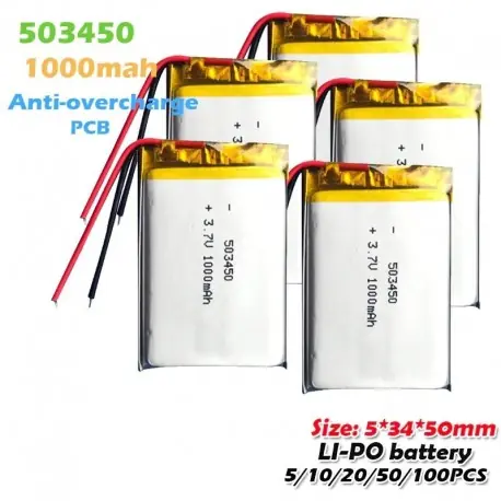 Névleges feszültség: 3,7 V - 503450 3,7V 1000mAh 3,7V lítium polimer újratölthető akkumulátor MP3 MP4 Bluetooth Legkelendőbb
