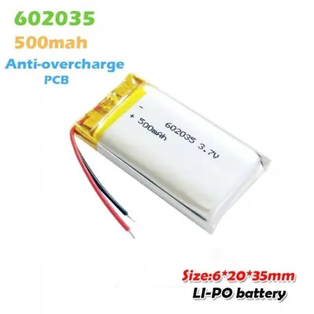 4db - 602035 3,7 V 500 mAh lítium polimer akkumulátor MP3 MP4 MP5 DVR GPS bluetooth fejhallgató autós tachográf Li-po Gyors szállítás