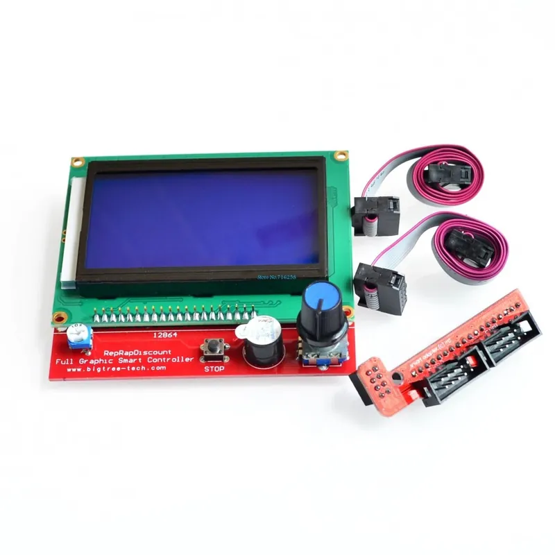 Árengedmény !! 3D nyomtató intelligens vezérlő RAMPS 1.4 LCD 12864 LCD vezérlőpanel kék képernyő
