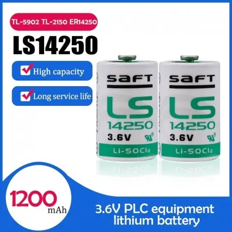 2db új SAFT LS14250 14250 1/2 AA 1 / 2AA 3,6 V lítium elem PLC berendezésekhez CNC gépmérő Riasztórendszer száraz elem Utolsó esély