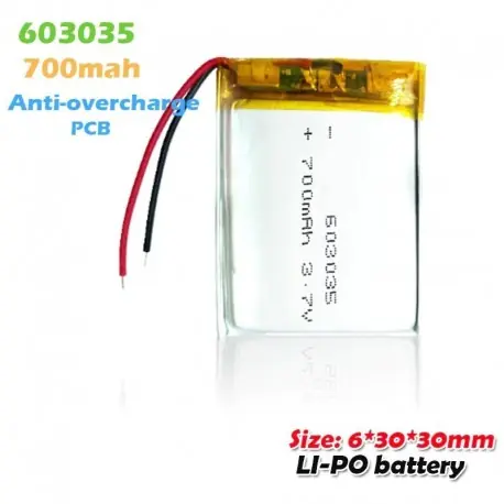 2db - 603035 3,7 V 700 mAh lítium polimer Li-Po akkumulátor MP3 MP4 MP5 DVR GPS játék Bluetooth hangszóró fejhallgató Végkiárusítás