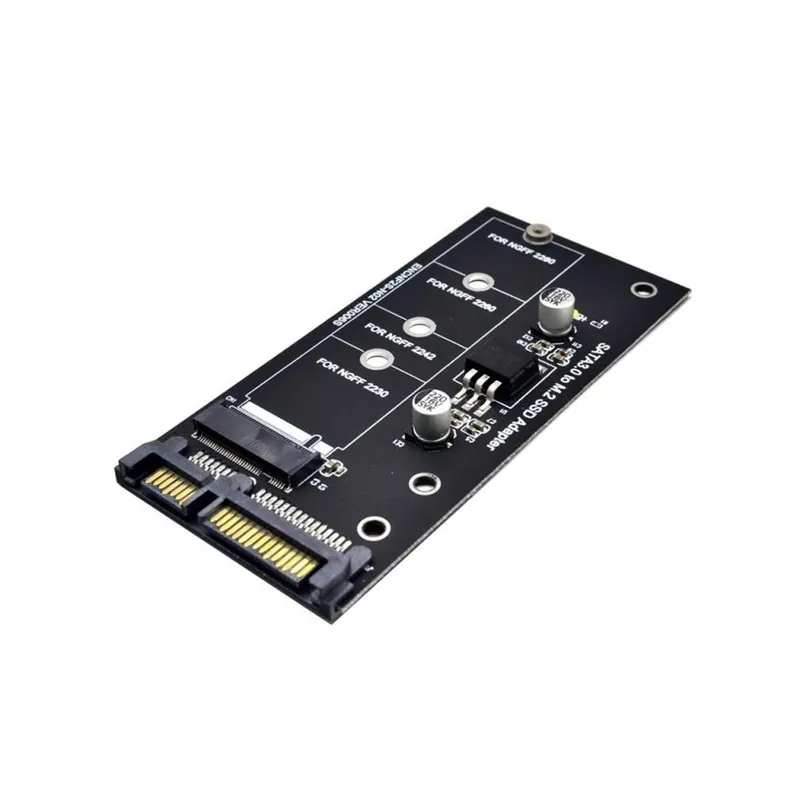 Fekete szín - Új 6G NGFF SATA - M.2 adapter SATA3 Raiser SSD M2 - SATA bővítőkártya B kulcs - M kulcs Támogatás 30/42/60 Prémium