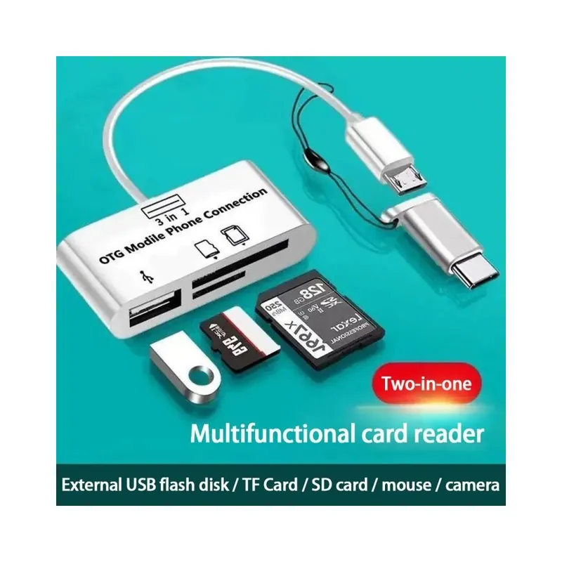 Árengedmény Fehér szín - 3 In 1 Micro USB Type-C OTG Univerzális bővítőkártya-olvasó Többfunkciós kártyaolvasó TF/SD/U Lemez