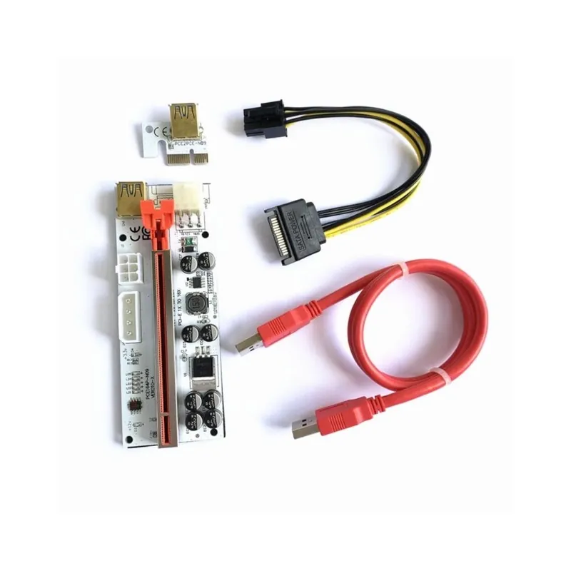 Kábel hossza: 0,6 m - 60 cm-es VER010-X PCI-E 1X–16X Riser kártya PCIe Extender SATA – 6 Pin Power USB 3.0 kábel Vásárlói kedvenc