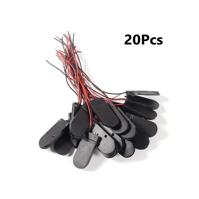 Alacsony ár 20 db/tétel CR2032 elemtartó 2X 3V gombelem tartó tok BE/KI kapcsolóval Vezeték típusa